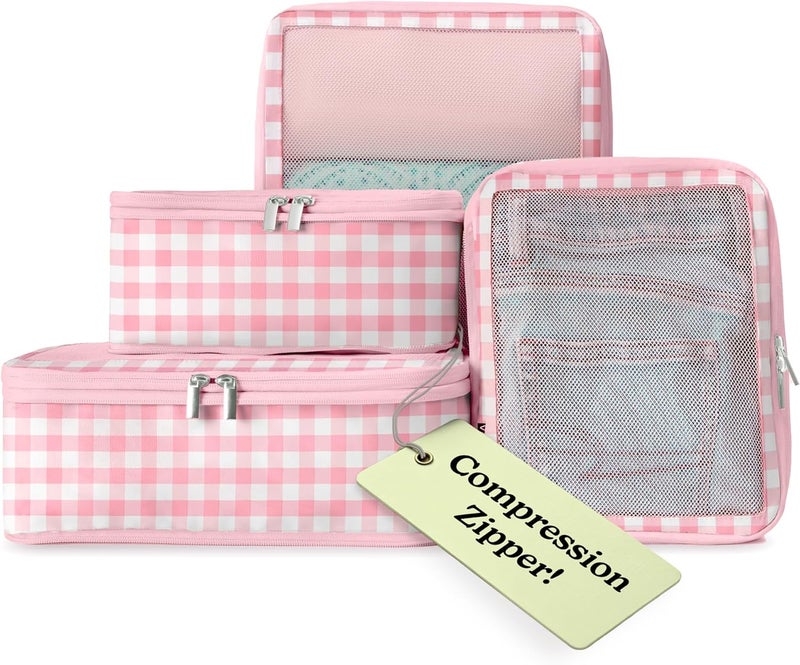 VANDEL Space-Saving Compression Packing Cubes for Kids + Women, Compressible Carry On Suit Case Organizer Luggage Kids Packing Cubes for Baby Bag Organizer Pouches for Luggage, Treavel Suitcase Cube - Image 1